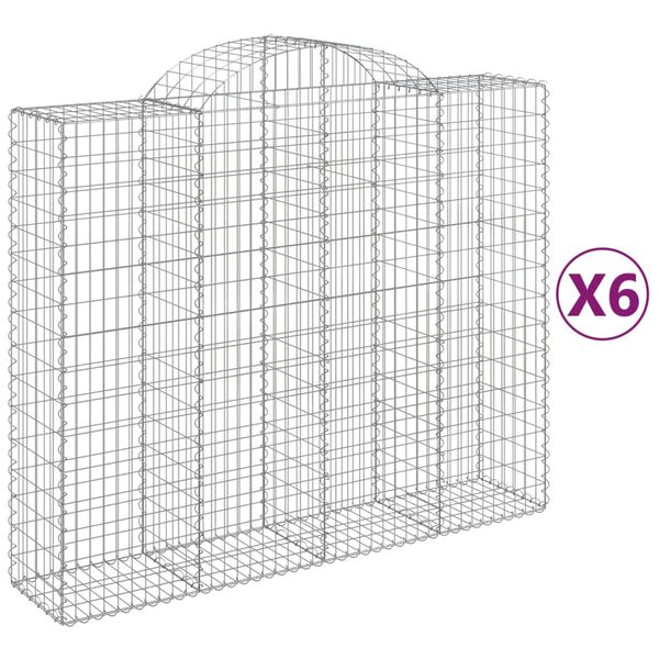 vidaXL Paniers &agrave; gabions arqu&eacute;s 6 pcs 200x50x160/180 cm Fer galvanis&eacute;