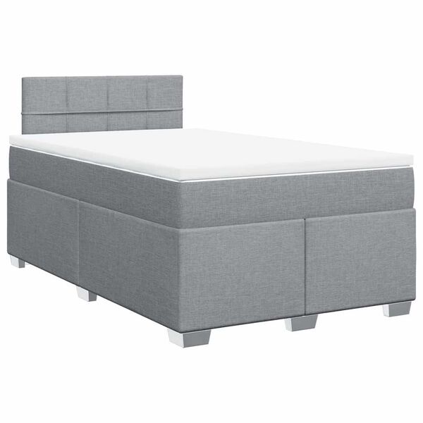 vidaXL Sommier &agrave; lattes de lit et matelas gris clair 120x190 cm tissu