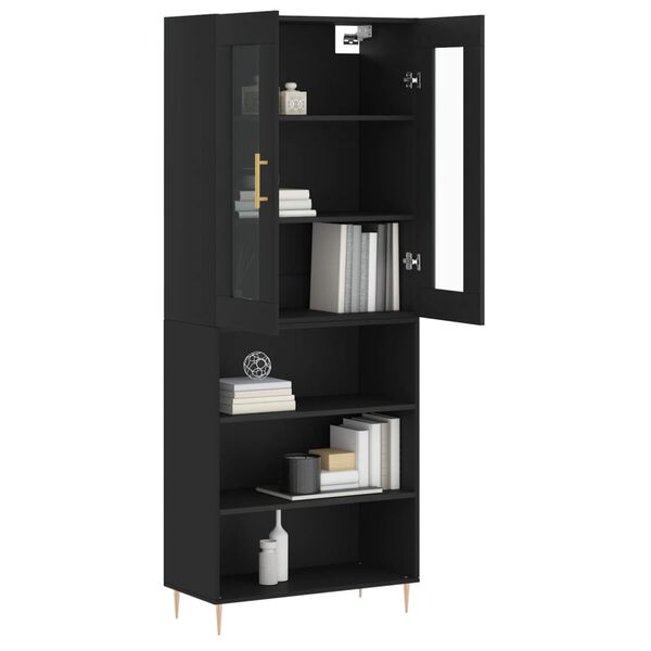vidaXL Buffet haut Noir 69,5x34x180 cm Bois d'ingénierie