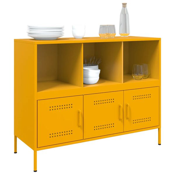 vidaXL Buffet jaune moutarde 100,5x39x79 cm acier