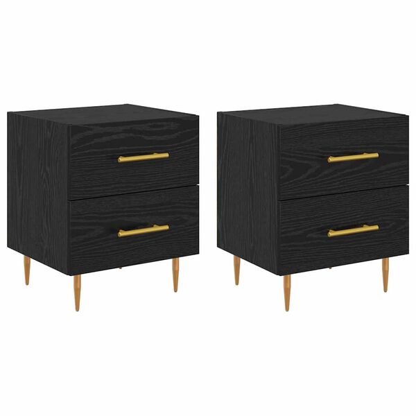 vidaXL Cabinet de chevet 2 pcs Ch&ecirc;ne noir 40 x 35 x 47,5 cm