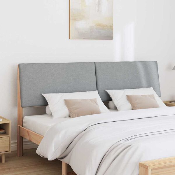 vidaXL T&ecirc;te de lit capitonn&eacute;e Gris clair 200 cm Pin massif