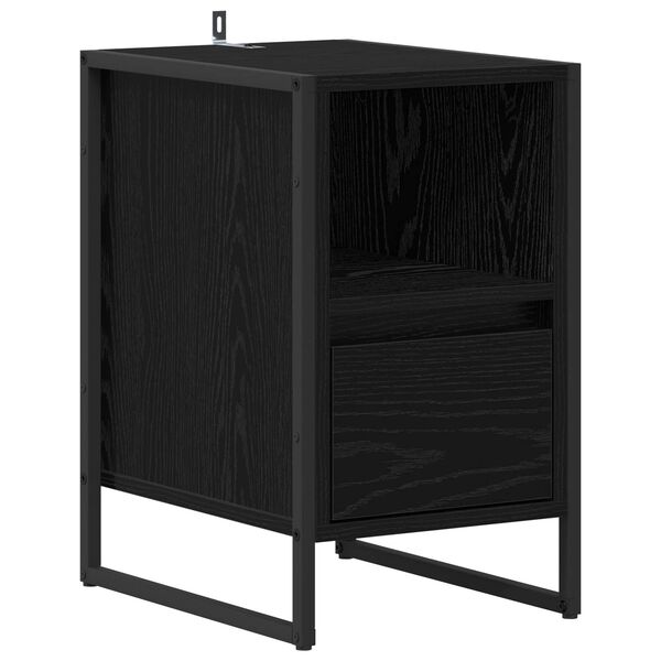 vidaXL Table de chevet Ch&ecirc;ne noir 39,5 x 30 x 50 cm Bois d'ing&eacute;nierie