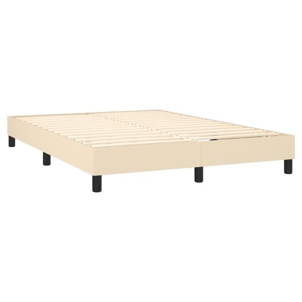 vidaXL Sommier &agrave; lattes de lit avec matelas Cr&egrave;me 140x190 cm Tissu