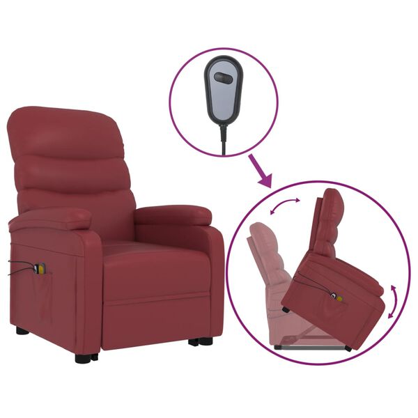vidaXL Fauteuil de massage Rouge bordeaux Similicuir