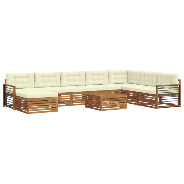 vidaXL Ensembles de canap&eacute;s avec coussin 9 pcs Naturel et Cr&egrave;me