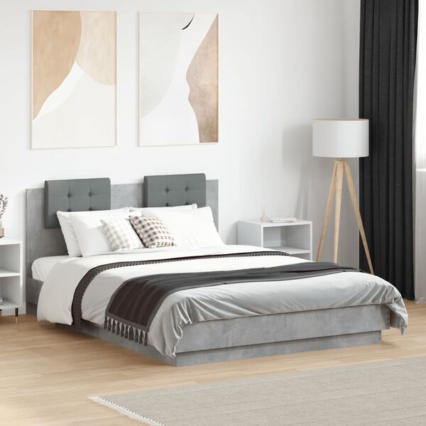 vidaXL Cadre de lit sans matelas gris b&eacute;ton 120x190 cm