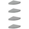 vidaXL &Eacute;tag&egrave;res d'angle flottantes 4 pcs gris brillant 25x25x3,8cm MDF