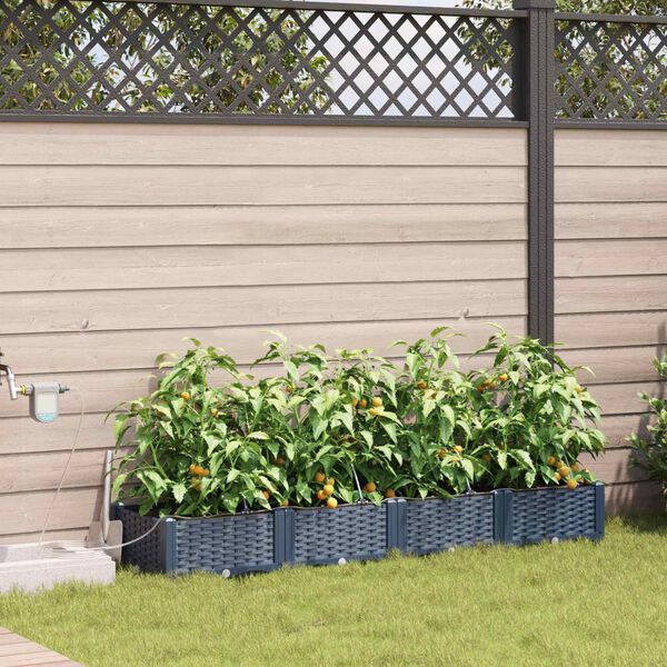 vidaXL Cache-pot de jardin 4 pcs Gris 160 x 40 x 22 cm Plastique