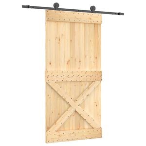 vidaXL Porte coulissante 100 x 210 cm Bois de pin massif (non trait&eacute;)