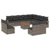 vidaXL Salon de jardin avec coussins 13 pcs gris r&eacute;sine tress&eacute;e