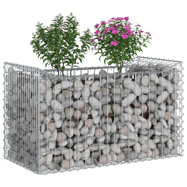 vidaXL Lit sur&eacute;lev&eacute; gabion Argent&eacute; 50 x 100 x 60 cm Acier galvanis&eacute;