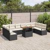 vidaXL Ensemble de canap&eacute; de jardin avec coussin 11 pcs Noir et Cr&egrave;me