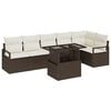 vidaXL Ensemble de canap&eacute; de jardin 7 pc Marron polyrotin