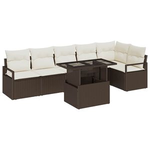 vidaXL Ensemble de canap&eacute; de jardin 7 pc Marron polyrotin