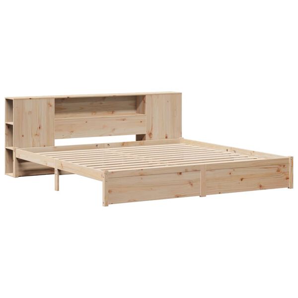 vidaXL Lit bibliothèque sans matelas 200x200 cm bois massif de pin
