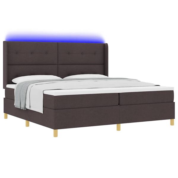 vidaXL Lit &agrave; ressorts avec matelas Marron 200 x 200 cm tissu