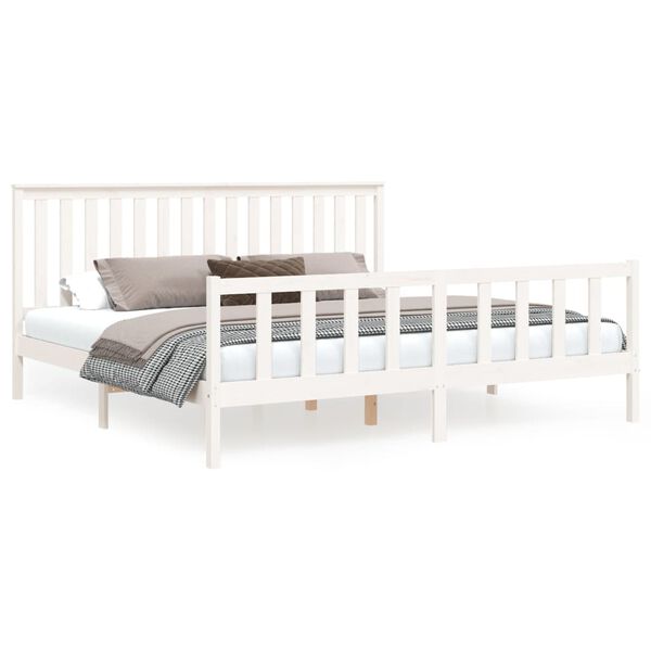 vidaXL Cadre de lit sans matelas blanc 200x200 cm bois massif de pin