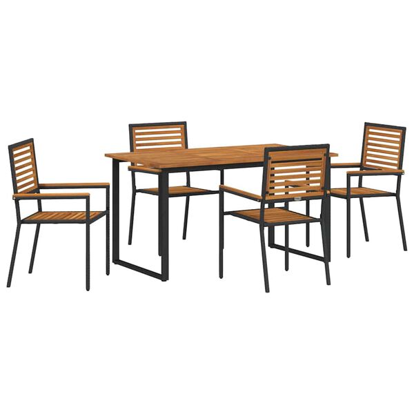 vidaXL Ensemble de salle &agrave; manger pour jardin 5 pcs Noir