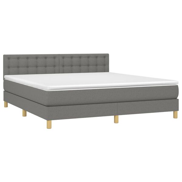 vidaXL Sommier &agrave; lattes de lit et matelas et LED Gris fonc&eacute; 180x200 cm
