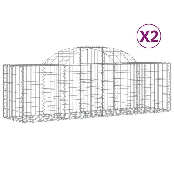 vidaXL Paniers à gabions arqués 2 pcs 200x50x60/80 cm Fer galvanisé
