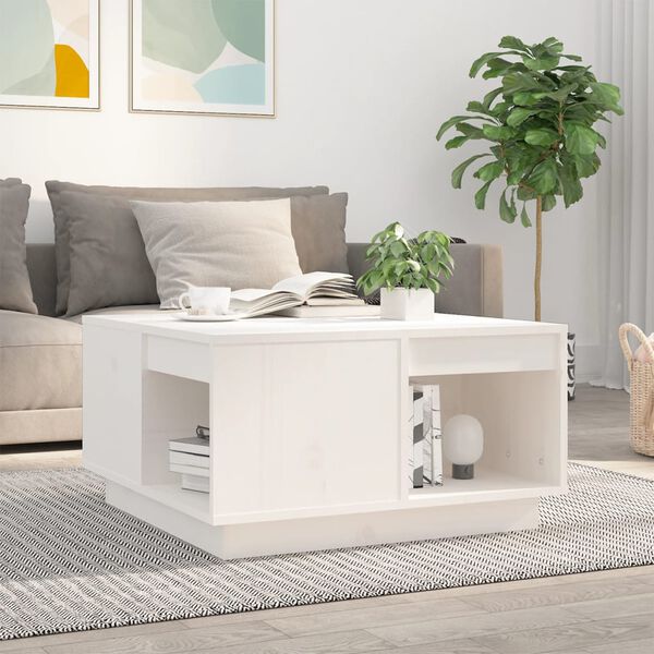 vidaXL Table basse Blanc 60x61x32,5 cm Bois massif de pin