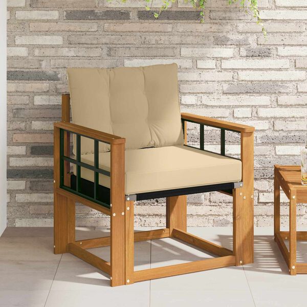 vidaXL Canap&eacute; d&rsquo;ext&eacute;rieur Bois d'acacia massif et Textil&egrave;ne Naturel