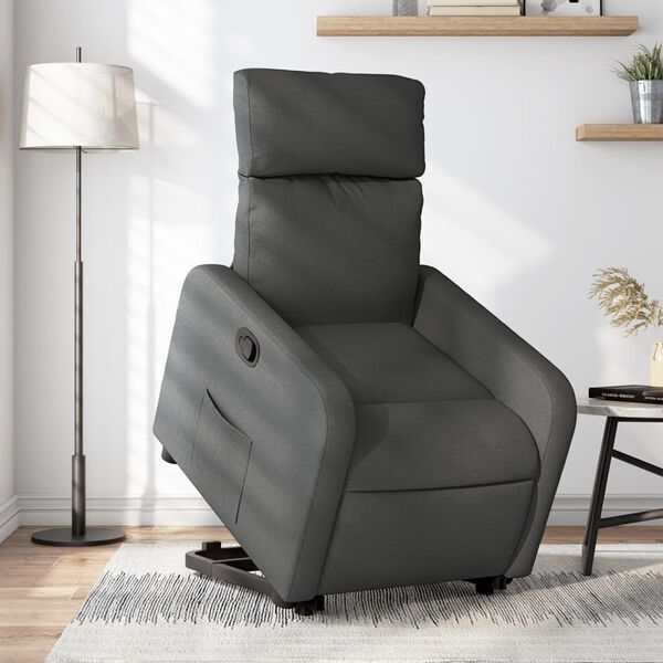 vidaXL Fauteuil inclinable Gris fonc&eacute; Tissu