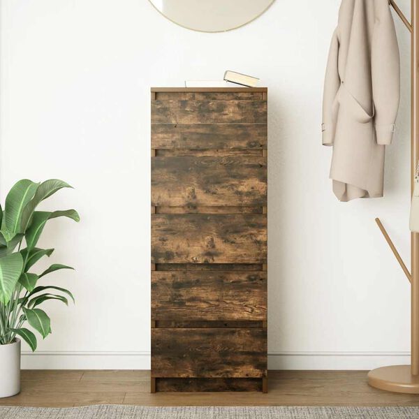 vidaXL Buffet avec tiroirs chêne fumé 37,5x35x99 cm bois d'ingénierie