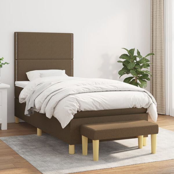 vidaXL Sommier &agrave; lattes de lit avec matelas Marron fonc&eacute; 90x190 cm