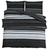 vidaXL Ensemble de housse de couette rayures noires 140x200 cm coton