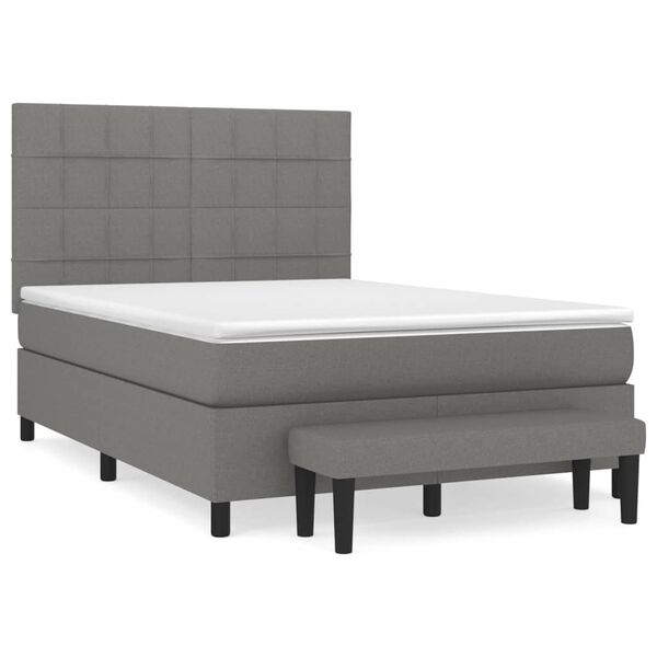 vidaXL Sommier &agrave; lattes de lit avec matelas Gris fonc&eacute; 140x200cm Tissu
