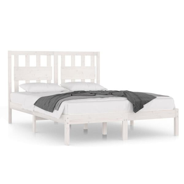 vidaXL Cadre de lit sans matelas blanc bois massif 140x200 cm