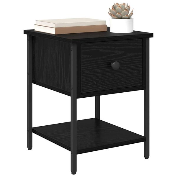 vidaXL Table de chevet avec tiroir 2 pcs Ch&ecirc;ne noir 34 x 35,5 x 45 cm