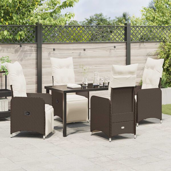 vidaXL Ensemble de salle à manger pour jardin 5 pcs Marron Poly rotin