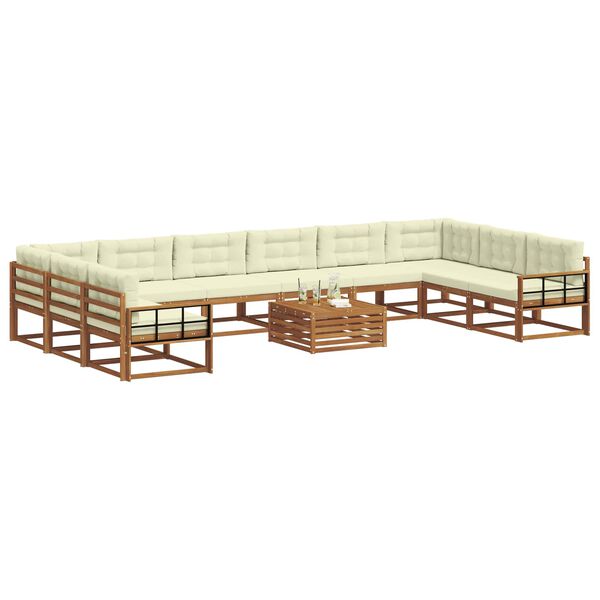 vidaXL Ensemble de canap&eacute;s d'ext&eacute;rieur 11 pcs Naturel et Cr&egrave;me