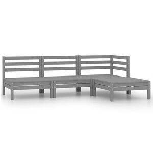 vidaXL Salon de jardin 4 pcs Bois de pin massif Gris