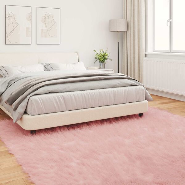 vidaXL Tapis en fausse Tafalla Rose 240 x 240 cm Polyester
