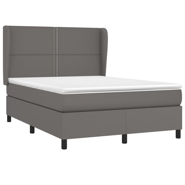 vidaXL Sommier à lattes de lit avec matelas Gris 140x190 cm Similicuir