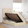 vidaXL Lit avec rangement et matelas Cr&egrave;me 100 x 200 cm Polyester