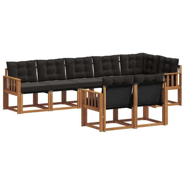 vidaXL Ensemble de canap&eacute;s d'ext&eacute;rieur 8 pcs Naturel et Noir