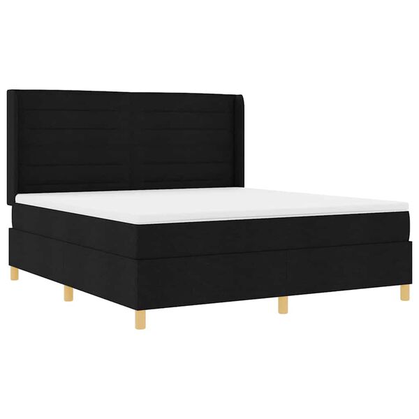 vidaXL Lit &agrave; ressorts avec matelas Noir 180 x 200 cm tissu