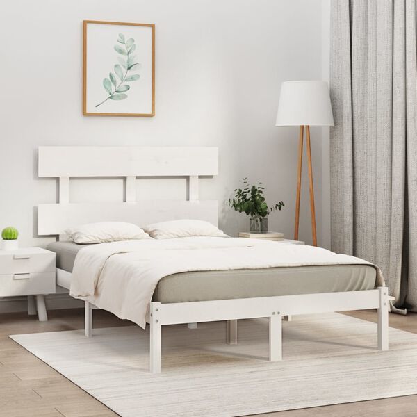 vidaXL Cadre de lit sans matelas blanc 120x190 cm bois massif