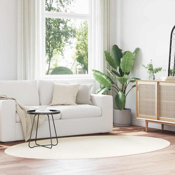 vidaXL Tapis de surface ovale HUARTE Cr&egrave;me 160 x 230 cm 100% Polyester