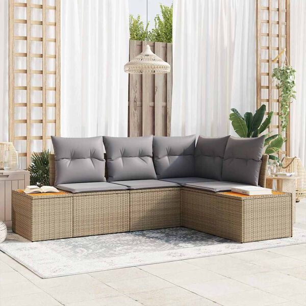 vidaXL Ensemble de canap&eacute; de jardin 4 pcs Beige et Gris clair