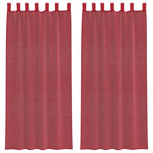 vidaXL Rideaux en voile avec passe-tringles 2 pcs rouge bordeaux