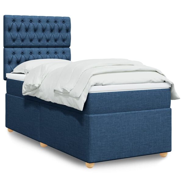 vidaXL Sommier &agrave; lattes de lit avec matelas Bleu 80x200 cm Tissu