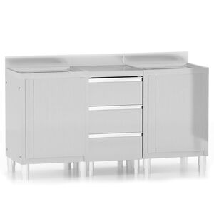 vidaXL Armoires de cuisine commerciales 3 pièces en acier inoxydable