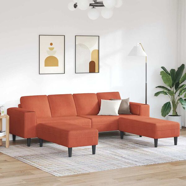 vidaXL Sofa en tissu Rouge orange 208 cm Tissu en velours côtelé