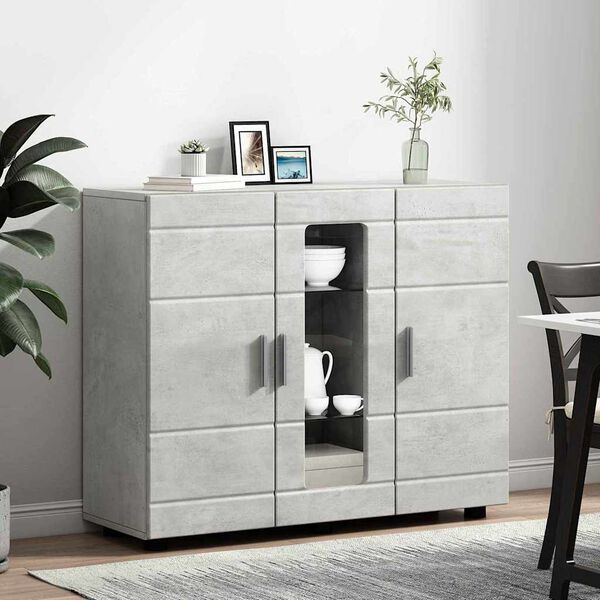 vidaXL Cabinet en Bois avec stockage Gris b&eacute;ton 88,5 x 30,5 x 73 cm